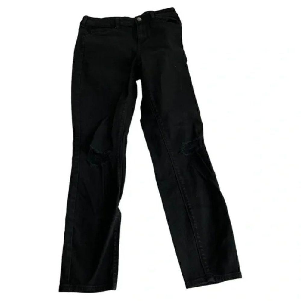 Bullhead Women’s High Rise Skinniest Ankle Black  Distressed Jeans size 27